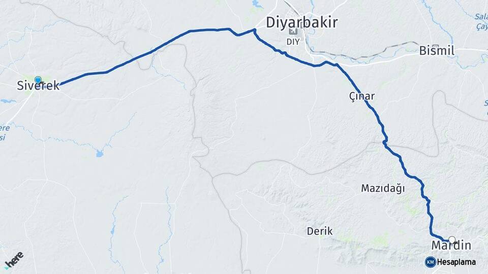 Şanlıurfa Siverek Mardin Arası Kaç Km - Yol Haritası