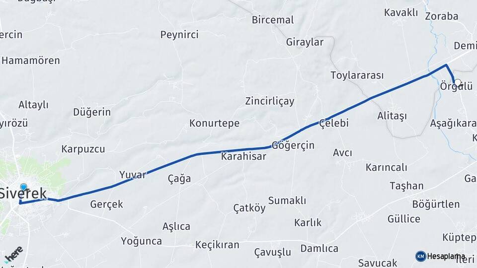 Şanlıurfa Siverek Örgülü Siverek Arası Kaç Km - Yol Haritası