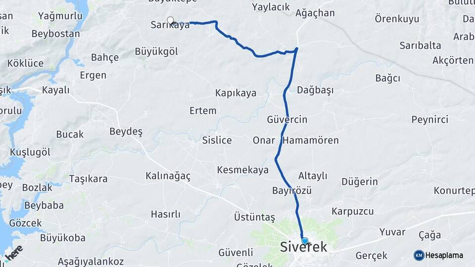 Şanlıurfa Siverek Sarıkaya Siverek Arası Kaç Km - Yol Haritası