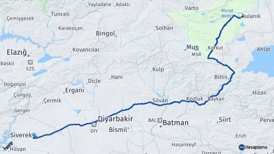 Şanlıurfa Siverek Veysel Karani Siirt Arası Kaç Km - Yol Haritası