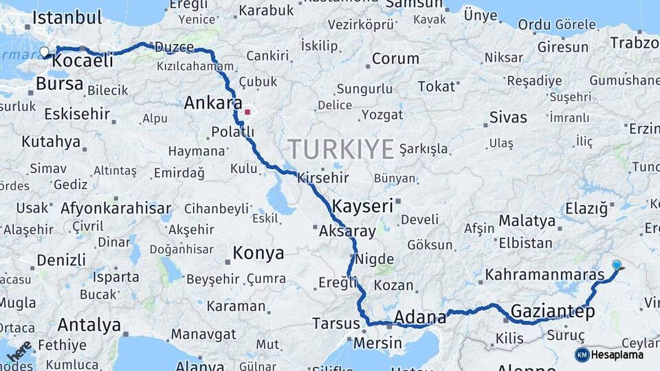 Şanlıurfa Siverek Yalova Arası Kaç Km - Yol Haritası
