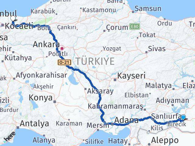 Şanlıurfa Söğütlü Sakarya Arası Kaç Km - Yol Haritası
