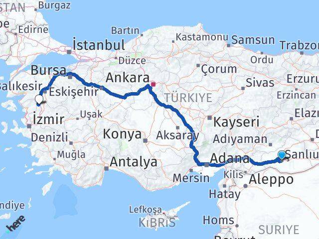 Şanlıurfa Soma Manisa Arası Kaç Km - Yol Haritası