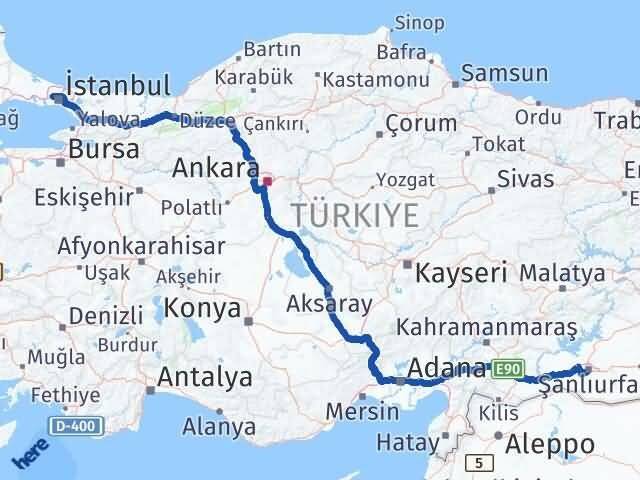 Şanlıurfa Sultangazi İstanbul Arası Kaç Km - Yol Haritası