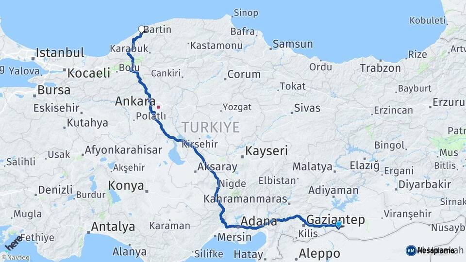 Şanlıurfa Suruç Bartın Arası Kaç Km - Yol Haritası