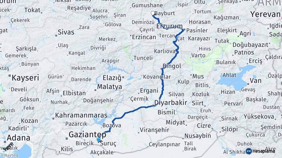 Şanlıurfa Suruç Bayburt Arası Kaç Km - Yol Haritası