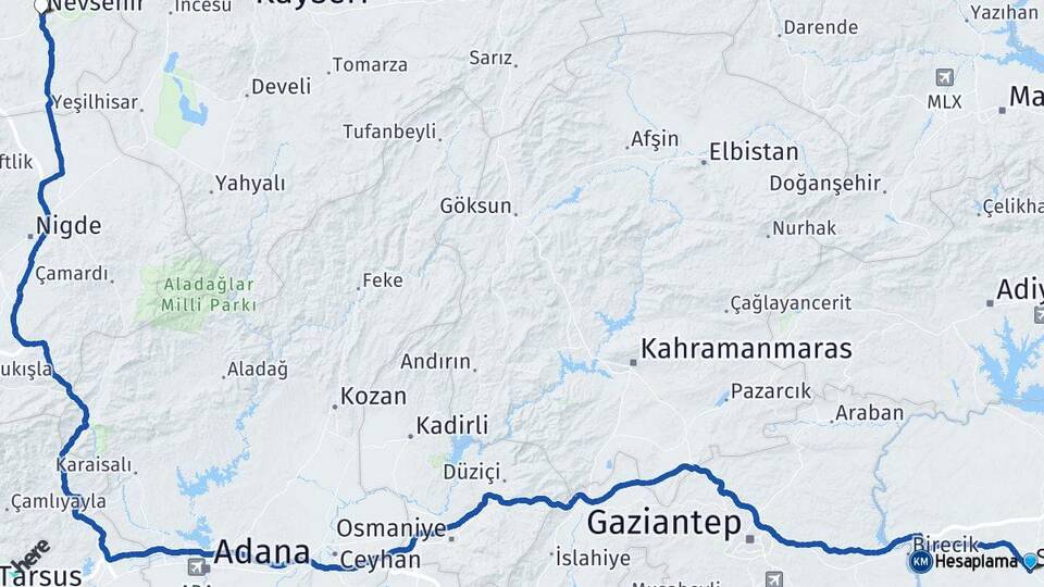 Şanlıurfa Suruç Nevşehir Arası Kaç Km - Yol Haritası