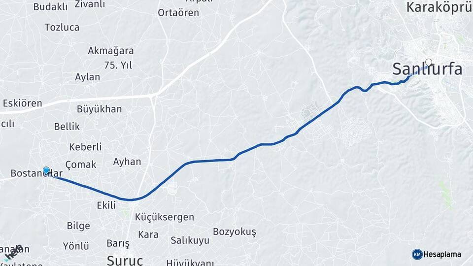 Orta Bostancı Şanlıurfa Arası Kaç Km - Yol Tarifi