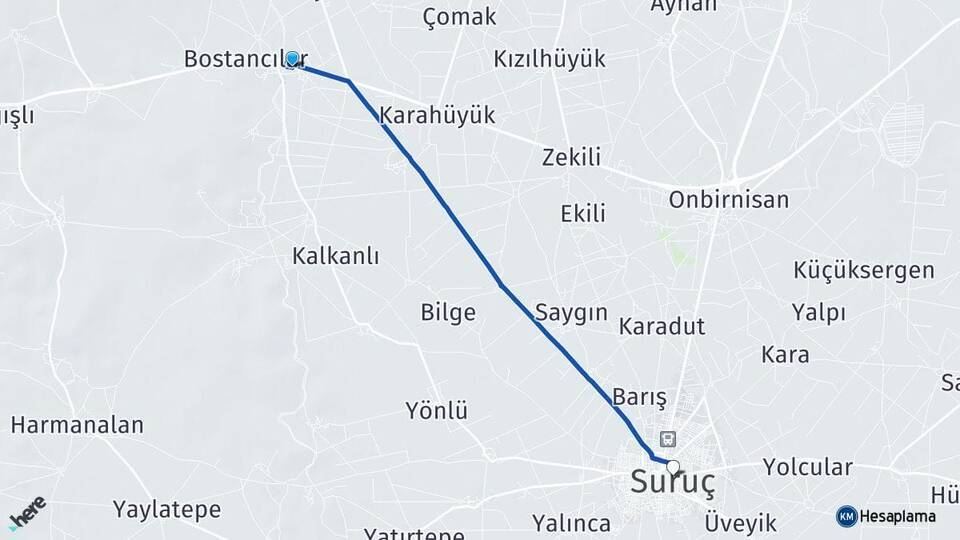 Orta Bostancı Suruç Arası Kaç Km - Yol Tarifi