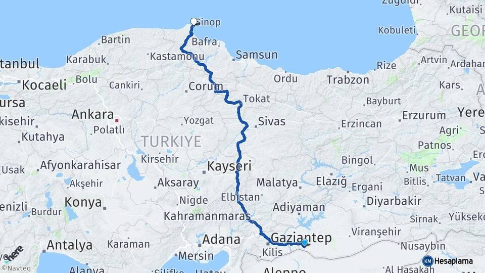 Şanlıurfa Suruç Sinop Arası Kaç Km - Yol Haritası