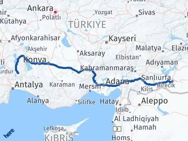 Şanlıurfa Sütçüler Isparta Arası Kaç Km - Yol Haritası