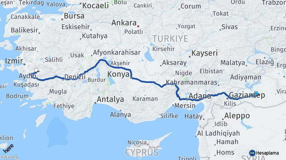 Şanlıurfa Tire İzmir Arası Kaç Km - Yol Haritası