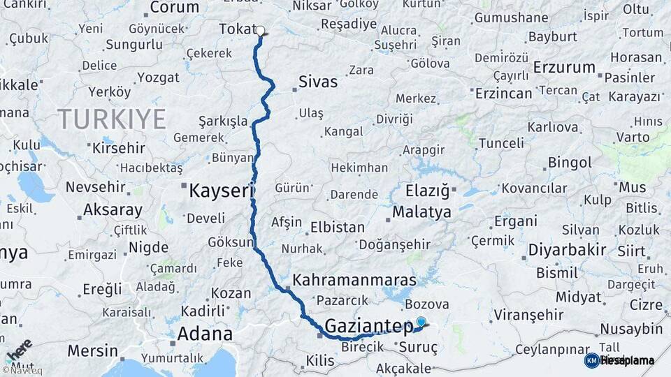 Şanlıurfa Tokat Arası Kaç Km - Yol Haritası