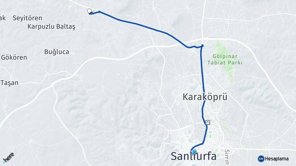 Şanlıurfa Tülmen Karaköprü Arası Kaç Km - Yol Haritası