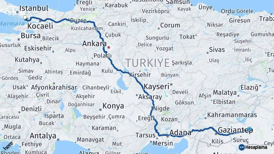 Şanlıurfa Tuzla İstanbul Arası Kaç Km - Yol Haritası