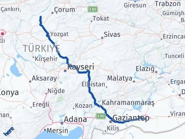 Şanlıurfa Uğurludağ Çorum Arası Kaç Km - Yol Haritası