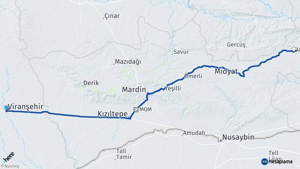 Şanlıurfa Viranşehir Dargeçit Mardin Arası Kaç Km - Yol Haritası
