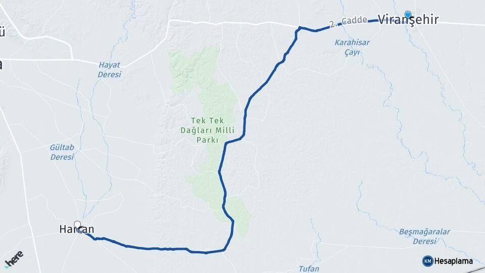 Şanlıurfa Viranşehir Harran Arası Kaç Km - Yol Haritası