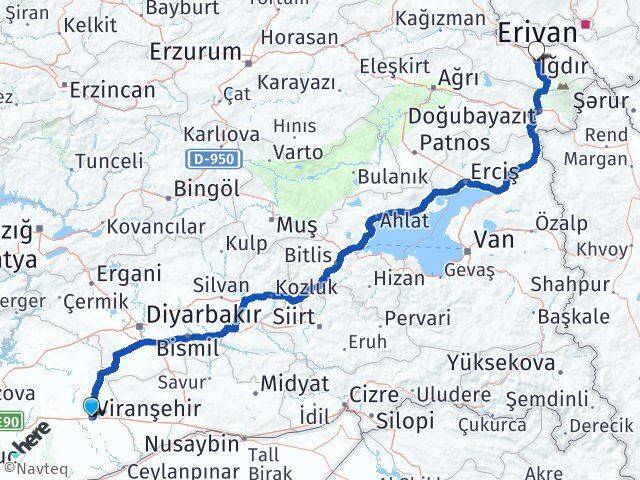 Şanlıurfa Viranşehir Iğdır Arası Kaç Km - Yol Haritası