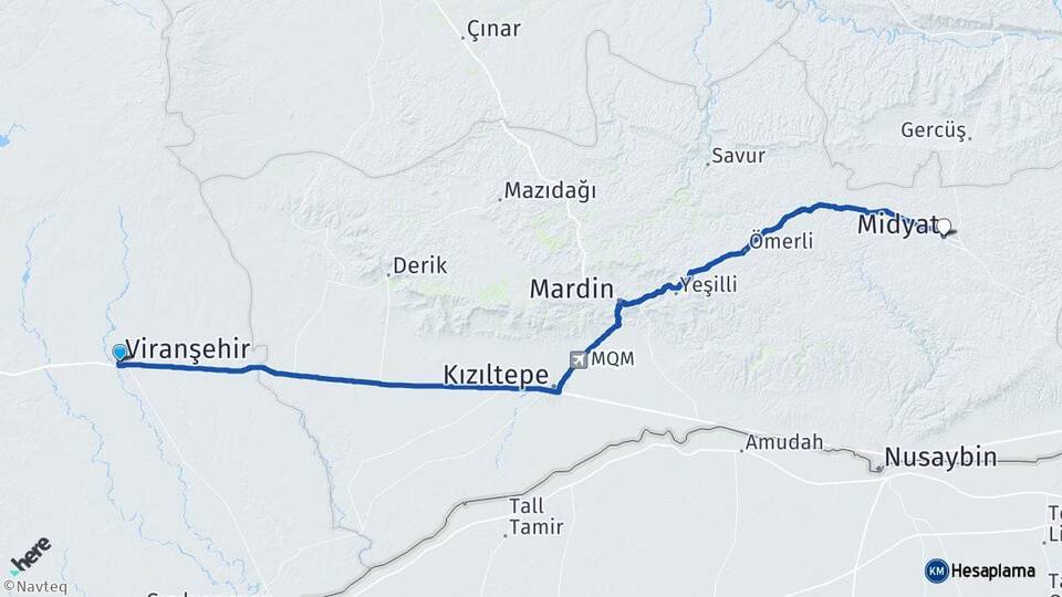 Şanlıurfa Viranşehir Midyat Mardin Arası Kaç Km - Yol Haritası