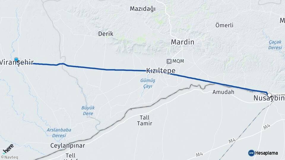 Şanlıurfa Viranşehir Nusaybin Mardin Arası Kaç Km - Yol Haritası