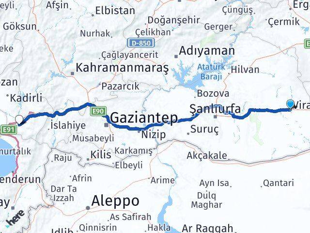 Şanlıurfa Viranşehir Osmaniye Arası Kaç Km - Yol Haritası