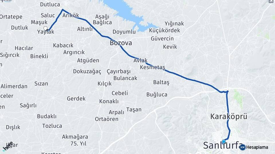 Şanlıurfa Yaylak Bozova Arası Kaç Km - Yol Haritası