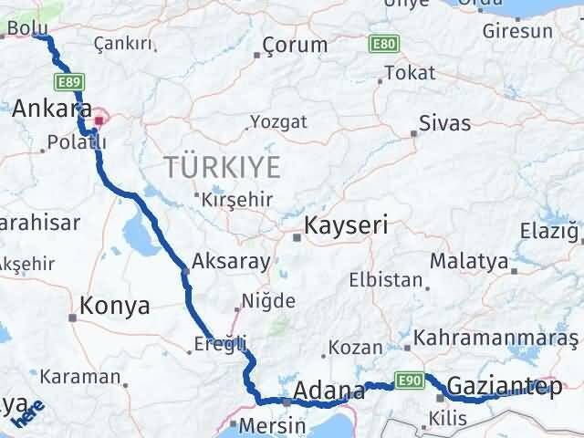 Şanlıurfa Yeniçağa Bolu Arası Kaç Km - Yol Haritası