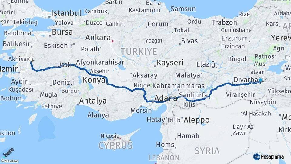 Siirt Akhisar Manisa Arası Kaç Km - Yol Haritası