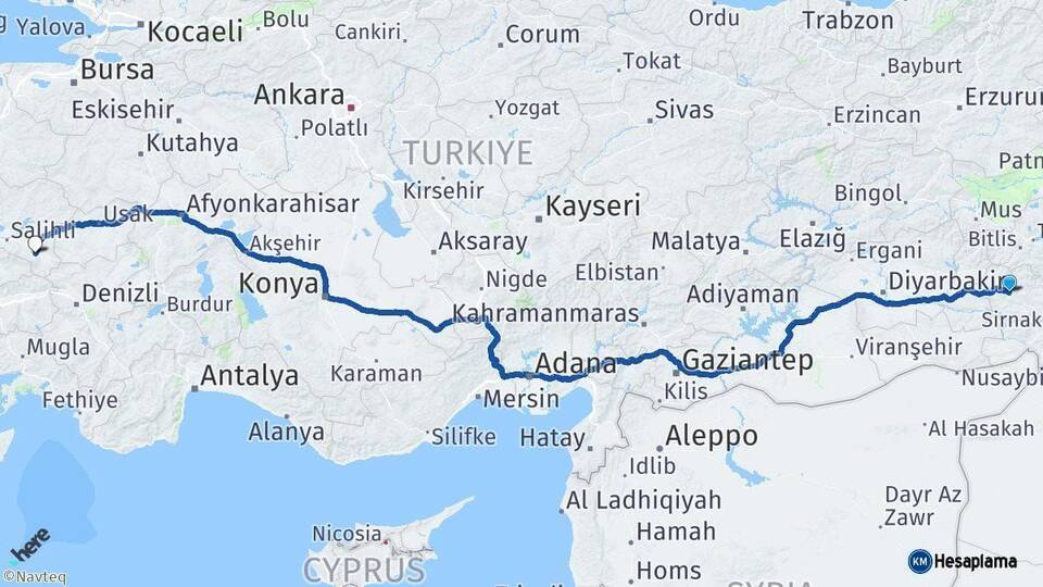 Siirt Alaşehir Manisa Arası Kaç Km - Yol Haritası