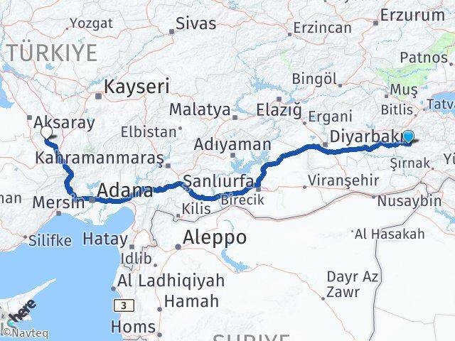 Siirt Altunhisar Niğde Arası Kaç Km - Yol Haritası