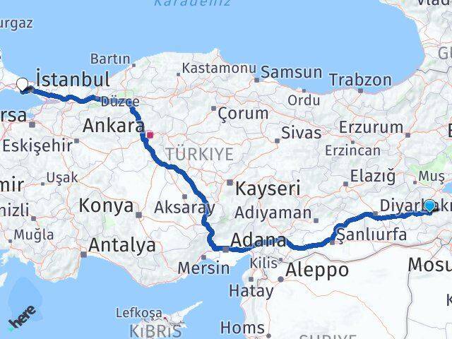 Siirt Avcılar İstanbul Arası Kaç Km - Yol Haritası