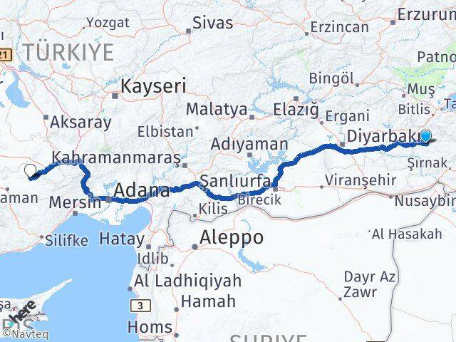 Siirt Ayrancı Karaman Arası Kaç Km - Yol Haritası