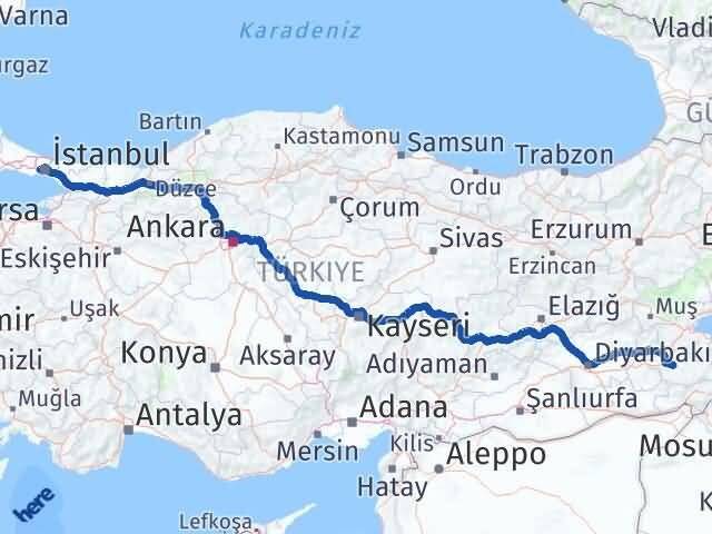 Siirt Bağcılar İstanbul Arası Kaç Km - Yol Haritası