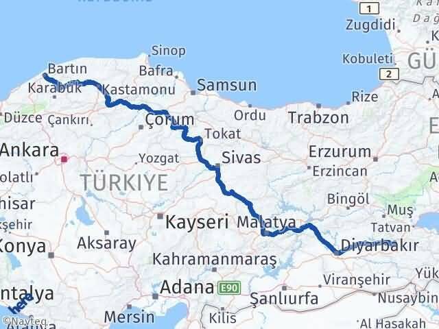 Siirt Baykan Bartın Arası Kaç Km - Yol Haritası