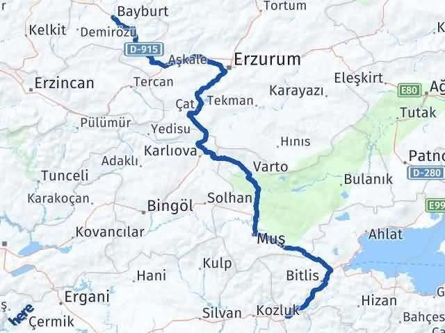 Siirt Baykan Bayburt Arası Kaç Km - Yol Haritası