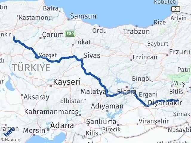 Siirt Baykan Çankırı Arası Kaç Km - Yol Haritası