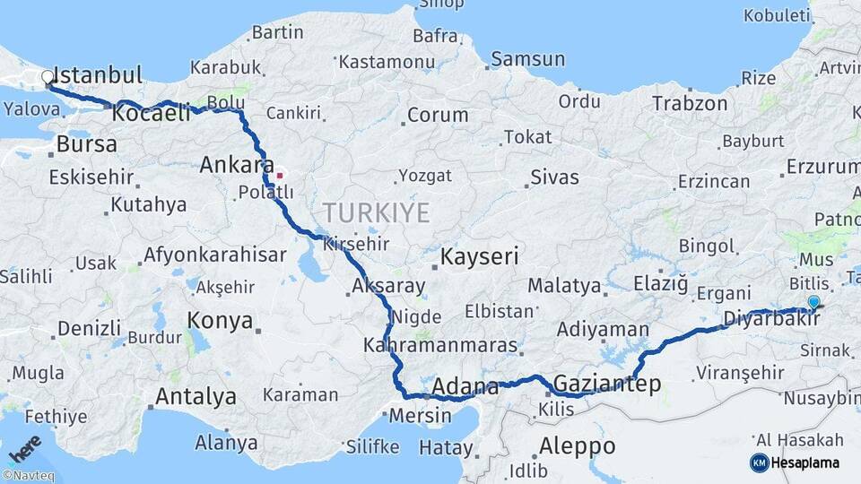Siirt Baykan İstanbul Arası Kaç Km - Yol Haritası
