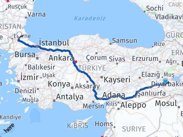 Siirt Baykan Kırklareli Arası Kaç Km - Yol Haritası