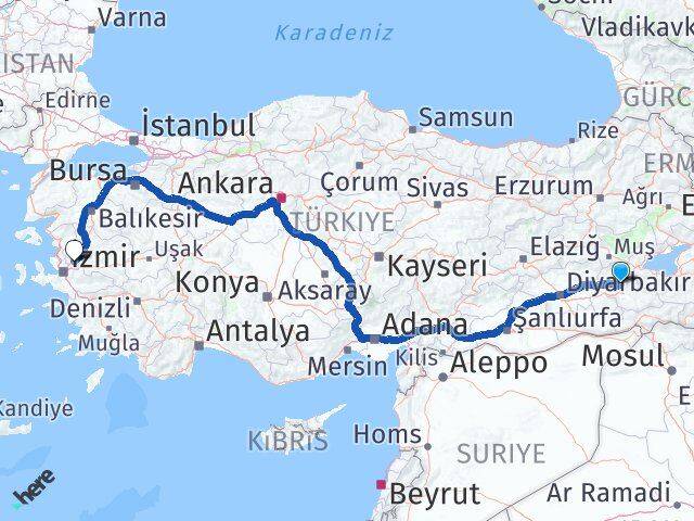 Siirt Baykan Manisa Arası Kaç Km - Yol Haritası