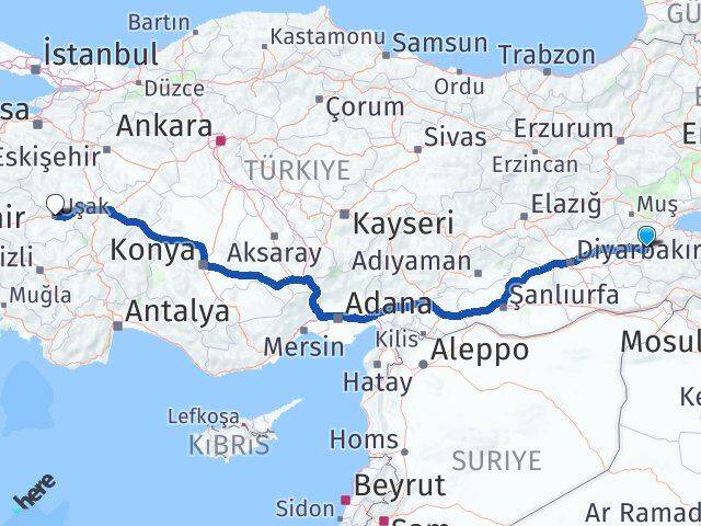 Siirt Baykan Uşak Arası Kaç Km - Yol Haritası