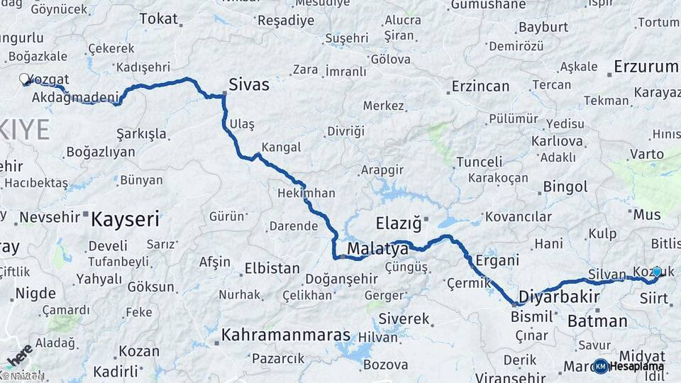 Baykan Yozgat Arası Kaç Km - Yol Tarifi