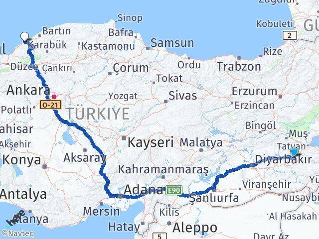 Siirt Baykan Zonguldak Arası Kaç Km - Yol Haritası