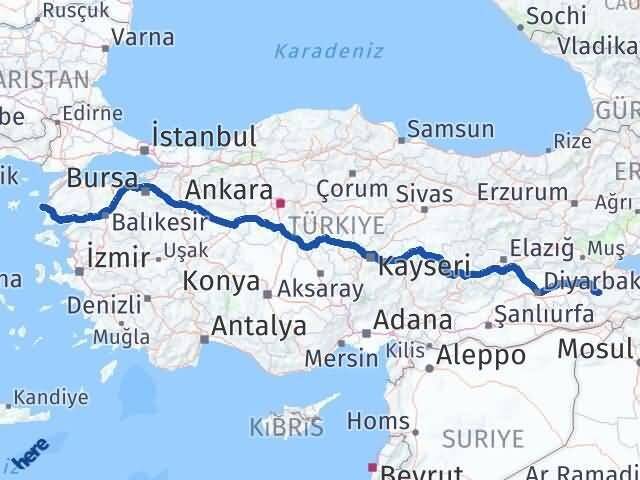 Siirt Bozcaada Çanakkale Arası Kaç Km - Yol Haritası