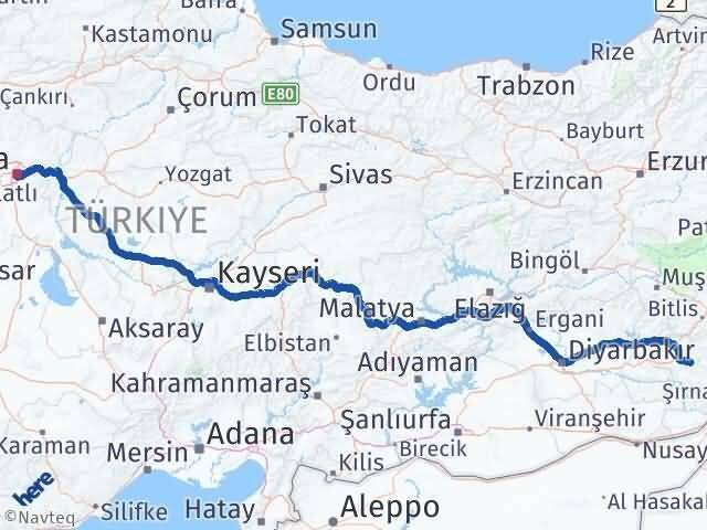 Siirt Çankaya Ankara Arası Kaç Km - Yol Haritası