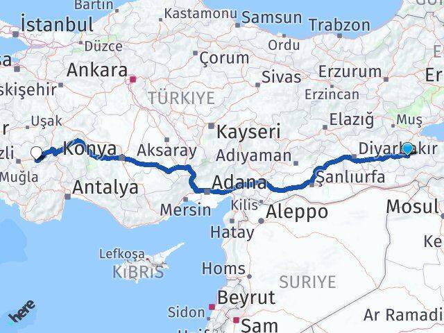 Siirt Çardak Denizli Arası Kaç Km - Yol Haritası
