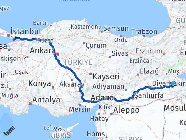 Siirt Çayırova Kocaeli Arası Kaç Km - Yol Haritası