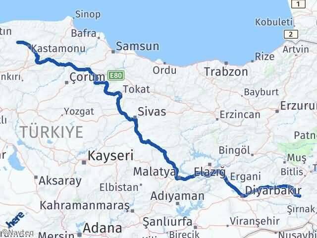 Siirt Daday Kastamonu Arası Kaç Km - Yol Haritası