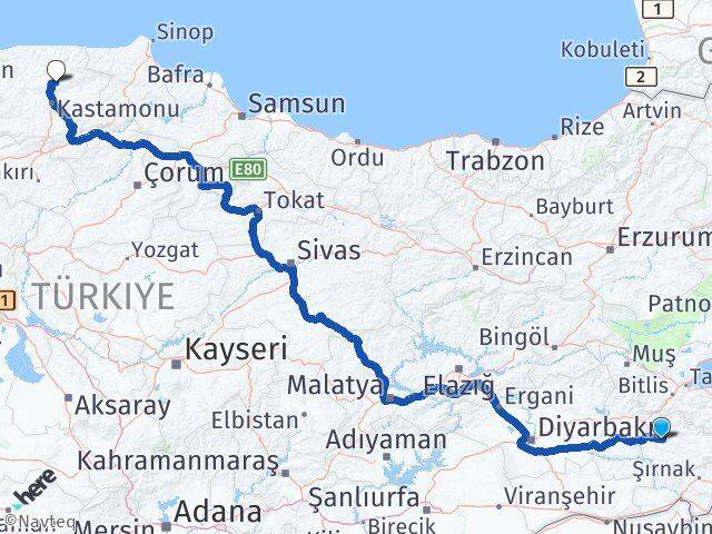 Siirt Devrekani Kastamonu Arası Kaç Km - Yol Haritası