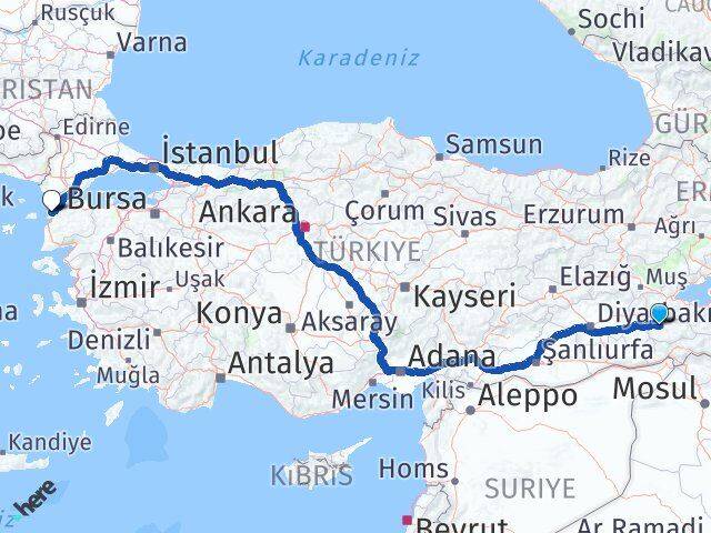 Siirt Eceabat Çanakkale Arası Kaç Km - Yol Haritası